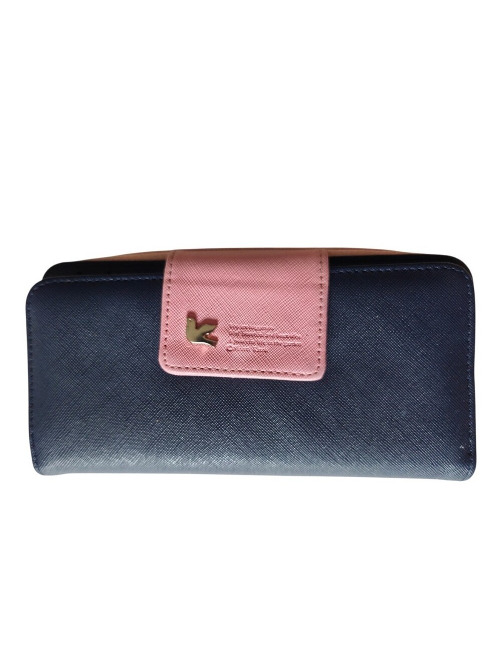 Shinzi Katoh Womans Wallet Pink Navy Blue Colorblock Zipper Compartments
